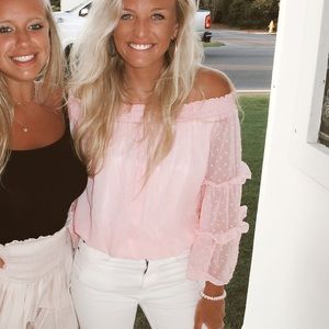 Pink off the shoulder top